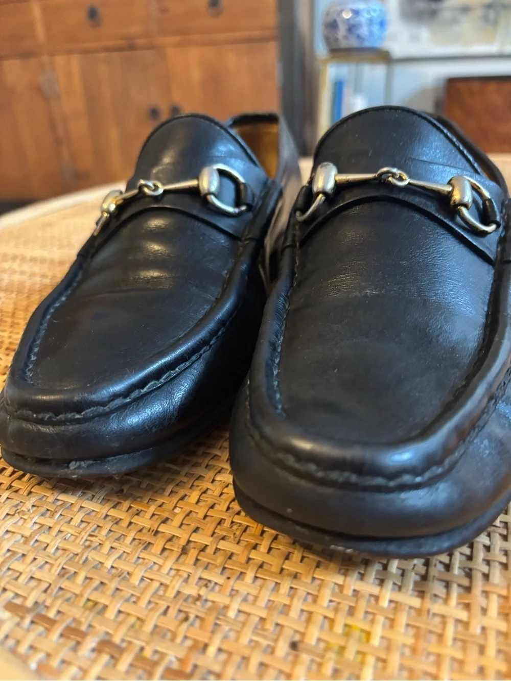 Vintage Gucci Horsebit Loafers Black Leather Silver Bit Made  display picture 3
